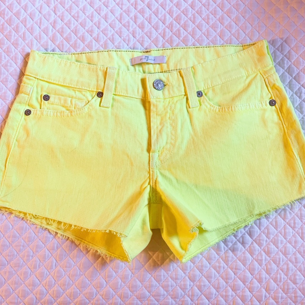 7 for all mankind neon yellow shorts